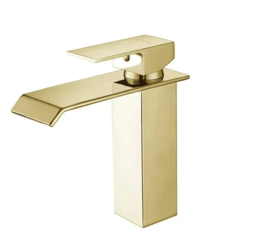 Torneira Misturador Monocomando Cascata Baixa Dourada High-End