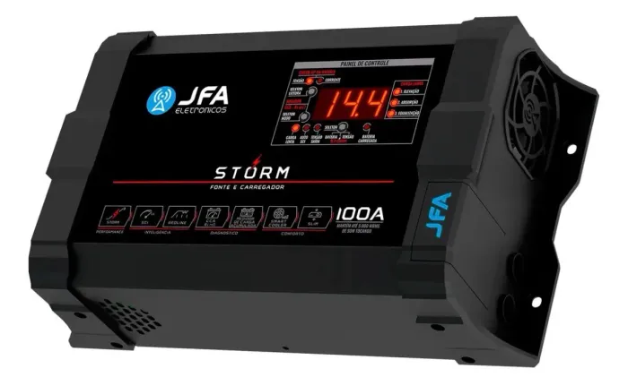 Fonte Carregador JFA Storm 100A Bivolt para Som Automotivo