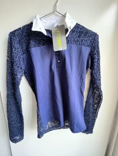 Camisa de Hipismo Lucky_U Azul com Renda
