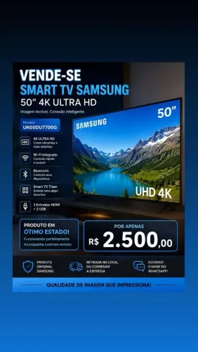 Tv Samsung cristal HD 50 polegadas, controle com recarga solar!!