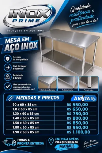Mesa em inox a pronta entrega Manaus e interiores 