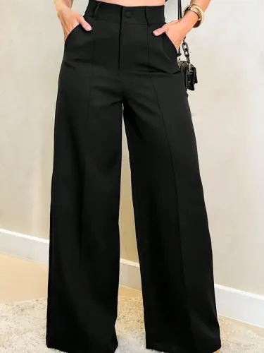 Calça Pantalona Alfaiataria Preta Tamanho M