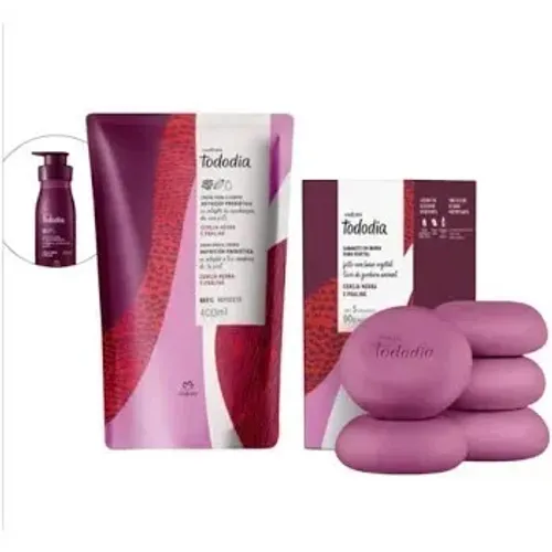 Kit Natura Refil Hidratante Tododia e Sabonete em Barra Puro Vegetal com 5 unidades Tododi