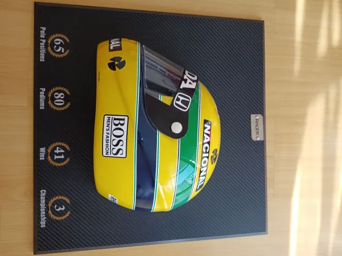 Quadro 3D F1 Ayrton Senna capacete fórmula 1