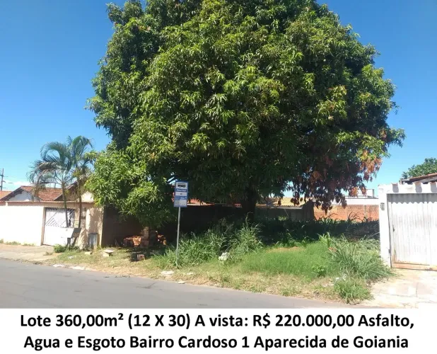 Leia a descrição: Lote 360,00m² (Asfalto, Agua e Esgoto) Bairro Cardoso 1