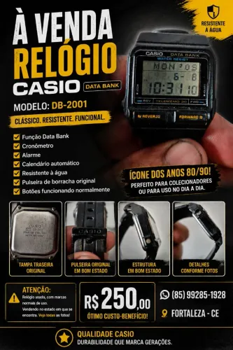 Relógio Casio databank 30 memória