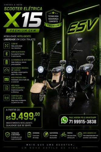 SCOOTER ELÉTRICA X15 PREMIUM ATUALIZADA 0KM GARANTIA SERVIÇO DE ENTREGA Nota fiscal 