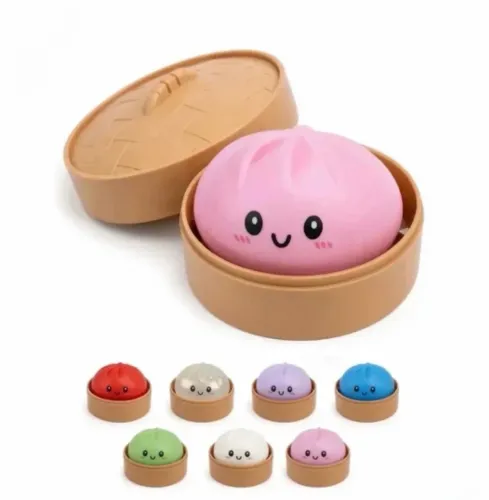 10 Squishy Dumpling Bolinho Antiestresse 8,5cm Apertar Surpresa Kawaii Liso U / VARIADA