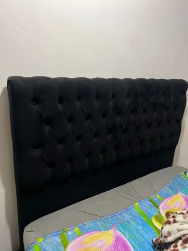 Cabeceira suede + box casal bipartido