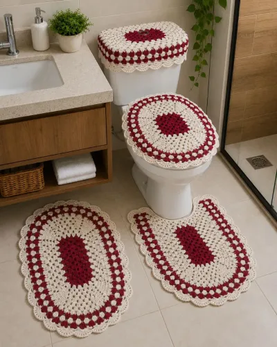 Vendo kit para banheiro em barbante .