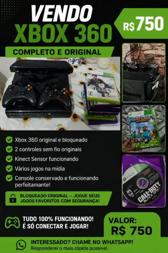 Xbox completo bloqueado original