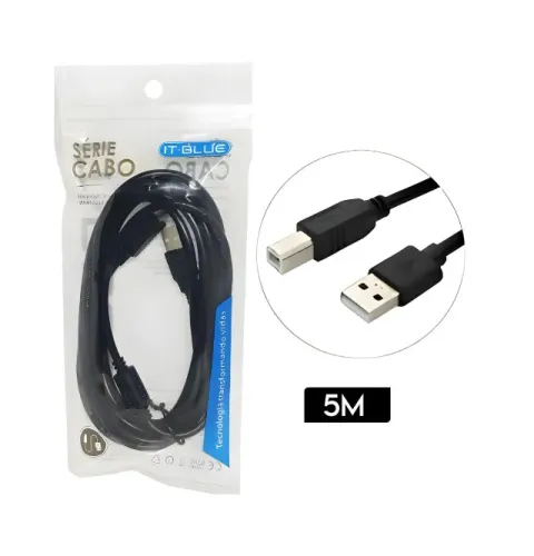 Cabo Usb 5 Metros Para Impressora It-Blue