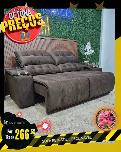 Sofa Retrátil e reclinável com porta copos +USB