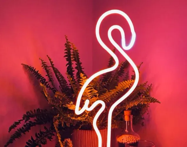 luminaria de neon flamingo miami vice 