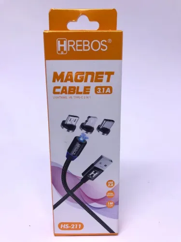 Cabo Magnético Com 3 Pontas Type-C Micro Usb e iPhone