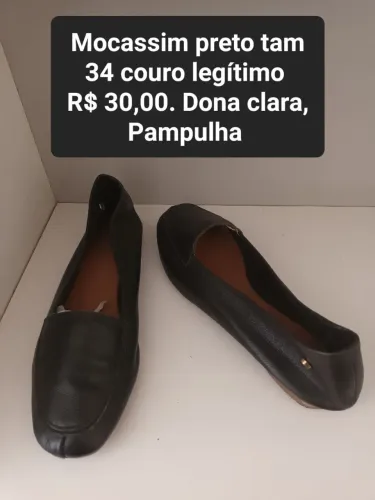 Sapatilha couro preto 33/34