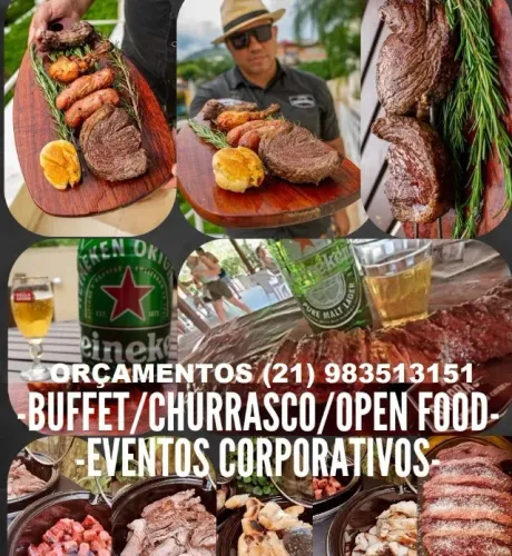 Churrasqueiro e Buffet com sobremesa grátis