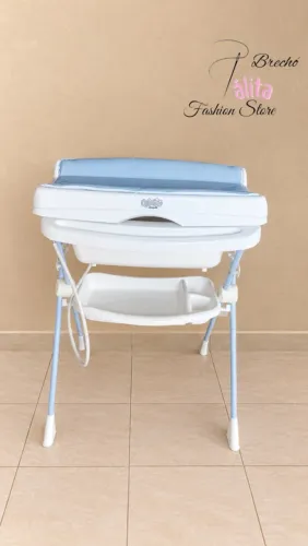 Banheira Infantil com Trocador Burigotto Azul e Branca