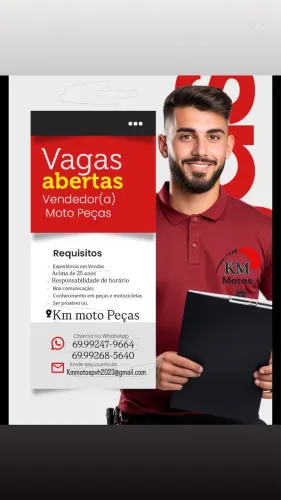 Estamos contratando vendedores para peças de moto
