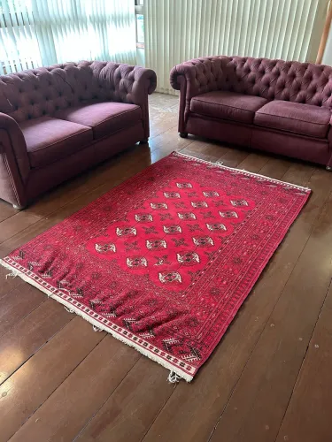 Tapete Persa Vermelho Feito a Mão