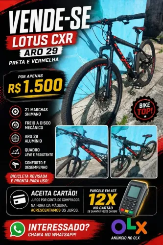 Bicicleta Lotus CXR Aro 29 - 21 marchas Shimano - Freio a disco