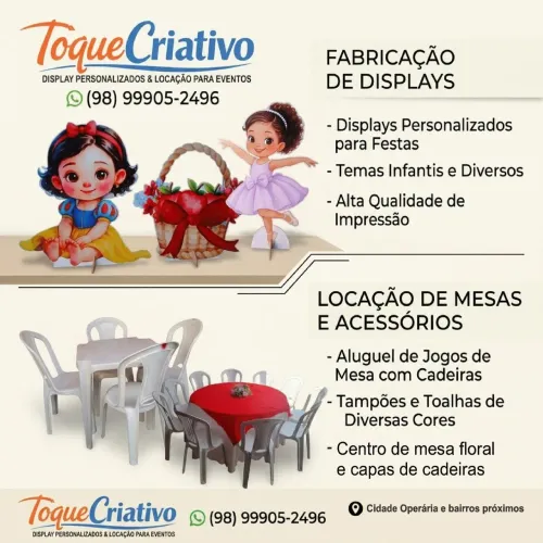 Aluguel de jogos de mesa e display para festa