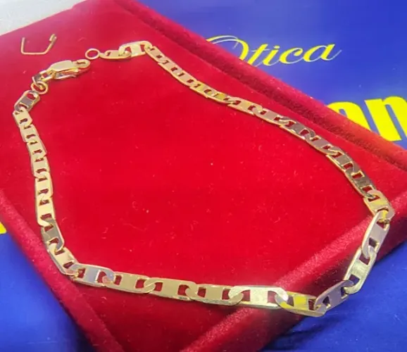 Pulseira Piastrine Ouro Ouro 18 Kilates Peso 3.10 Gramas 22 Cm 2.5 mm Maciço
