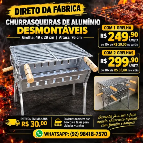 CHURRASQUEIRAS DE ALUMÍNIO DESMONTÁVEIS