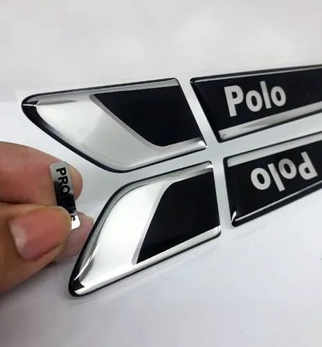 Par Aplique Lateral Adesivo Volkswagen Polo Resinado - Fácil instalação