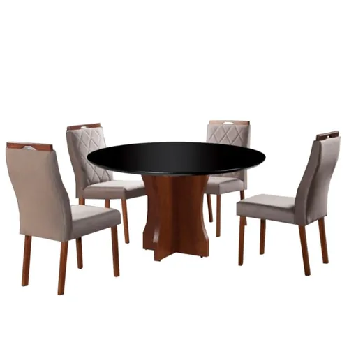 Sala mesa jantar 4 cadeiras tampo redondo 