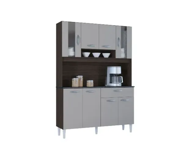Cozinha Coral 8 Portas Chocolate/Off White Até 12x - Frete Grátis