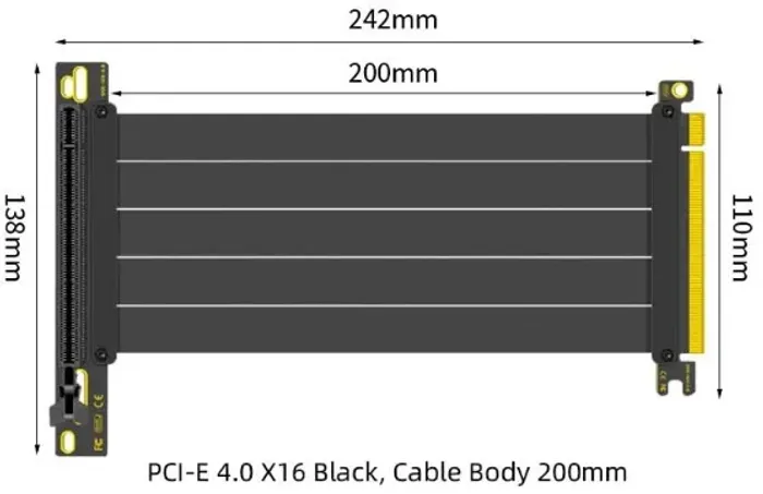 Cabo extensor riser pci-e x16 4.0 de 20cm Teucer - Preto (novos + garantia)