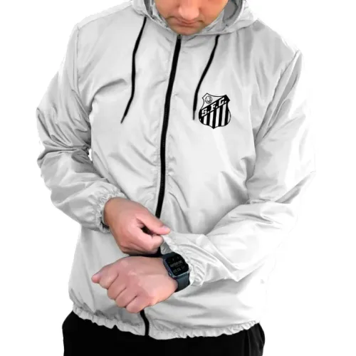 Jaqueta Corta Vento Santos Masculina - Com Bolsos E Capuz