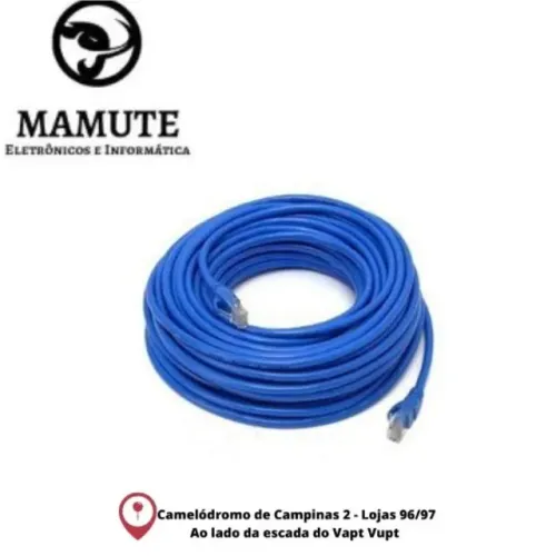 Cabo De Rede Azul 20 Metros Rj45 Crimpado Cat5e Internet Lan
