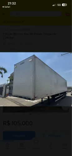 Aluga-se carreta baú 30 pallets