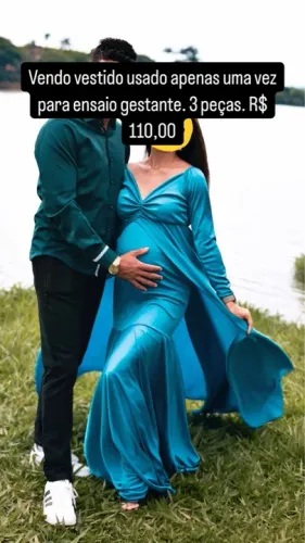 Vestido de Gestante Azul - Usado Apenas Uma Vez