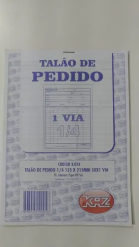 Talão de Pedido 1/4 155x215mm 50x1 Via - Kaz