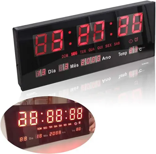 Relógio De Parede Painel LED Digital Altomex Mês, Semana e Temperatura