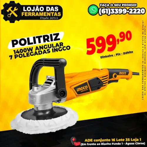 Politriz Lixadeira 1400W Angular 7 Polegadas Ingco