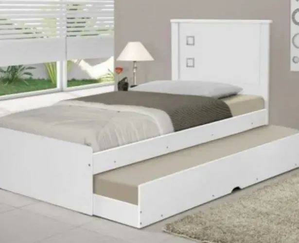 Bicama Cama + Auxiliar Barcelona Branco (FAZEMOS ENTREGA EM ATÉ 24 HORAS)