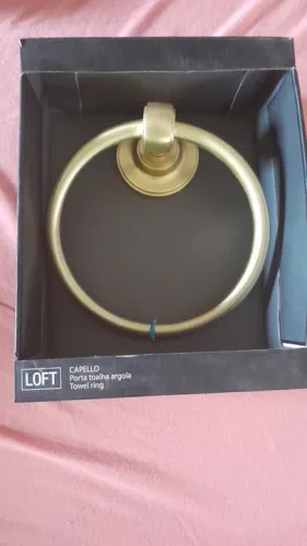 Porta toalha para banheiro argola dourado fosco 2 unidades