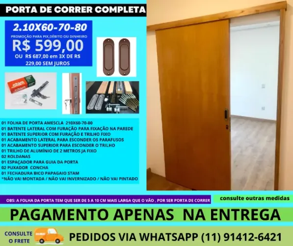 porta de correr codl93 210x 70-80 / frete ac