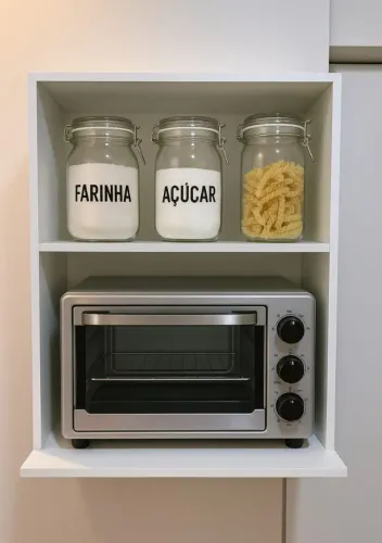 SUPORTE DE MICROONDAS COM NICHO ABERTO.