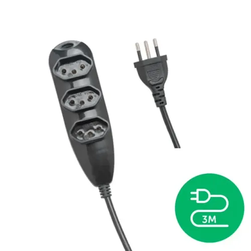 Extensão Elétrica Intelbras Ext 3003 Tamanho 3M Cabo 0,75mm 2P+T - WZetta