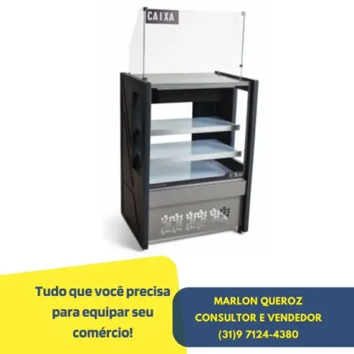 Balcão Caixa 80CM Preto com Gaveta Polar