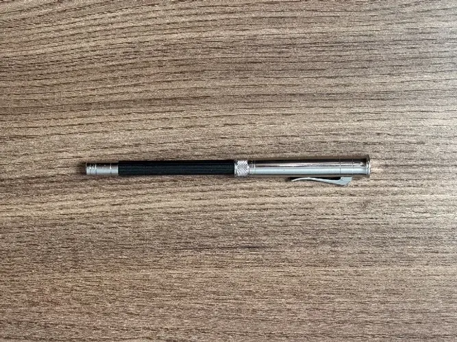 Lápis "Perfect Pencil" (Graf Von Faber-Castell) Anos 90 Desk Set PLATINA + Brin