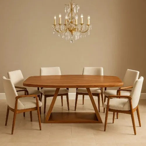 Mesa Jantar Madeira Maciça Angelim 180X90cm 6 lugares