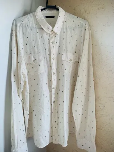 Camisa de linho Branca com Estampa