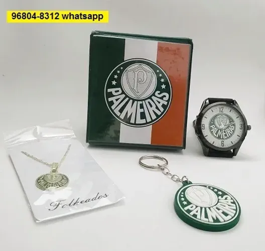 Kit Palmeiras para presente: Relógio + Caixa Personalizada + Corrente + Chaveiro. Unissex
