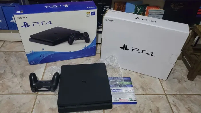Playstation 4 slim, com jogo, PASSO CARTÃO PEGO TROCA 